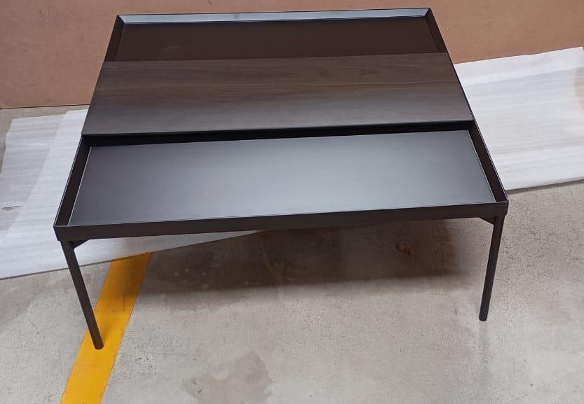 Z6803 CENTRE TABLE AMERICAN WOOD FRAME WITH TOP - FURNITURE - (WALNUT - BUENA CASA - 838x838x343 mm - 33.52inchX33.52inchX13.72inch)