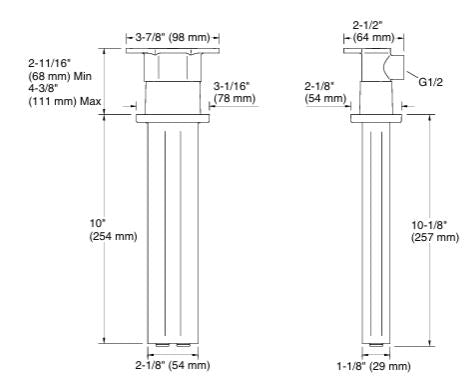 STATEMENT 254 MM CEILING-MOUNT TWO-FUNCTION RAINHEAD ARM AND FLANGE - KOHLER PREMIUM - (VIBRANT ROSE GOLD - PREMIUM - 0x254 mm - 0inchX10inch)