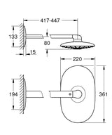 RAINSHOWER 360 DUO HEADSHOWER SET, 450MM - GROHE -  ( CHROME - G5 - RAINSHOWER - 360x220 mm - 14inchX9inch )