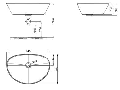 VESSEL COUNTER TOP WASH BASIN - AMERICAN STANDARD -  ( WHITE - NEO MODERN - 545x400 mm - 22inchX16inch )