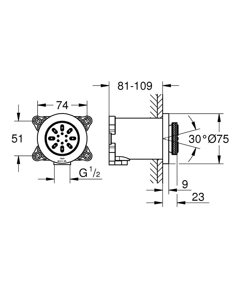 RSH AQUA 75 SIDESHOWER 3,3L ROUND - GROHE -  ( WARM SUNSET - G5 - RAINSHOWER - 0x0 mm - 0inchX0inch )
