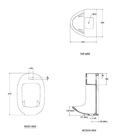 URINAL SENSO BACKINLET & BOTTOM OUTLET - HINDWARE -  ( STAR WHITE - ART - 0x0 mm - 0inchX0inch )