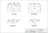 COUNTER TOP BASIN - JAQUAR SWARE - ( WHITE - KUBIX - 610x470x170 mm - 24.4inchX18.8inchX6.8inch )