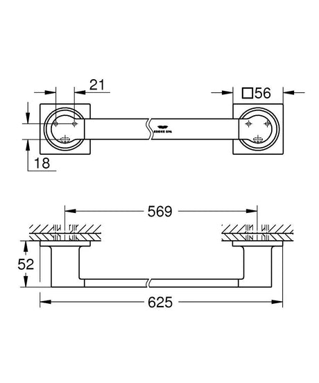 ALLURE TOWEL RAIL - GROHE -  ( BRUSHED COOL SUNRISE - G5 - ALLURE - 0x569 mm - 0inchX22.76inch )