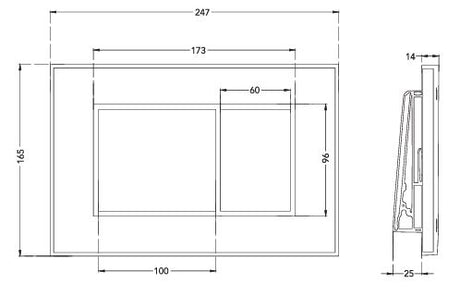 FLUSH PLATE REFLECT- HINDWARE - (CHROME - REFLECT - 247x164 mm - 9.88inchX6.56inch)
