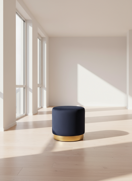 TRIO HB PUFFE W/ BLACK FABRIC & GOLD BASE - FURNITURE - (GREY - BUENA CASA - 0x406x394 mm - 0inchX16.24inchX15.76inch)