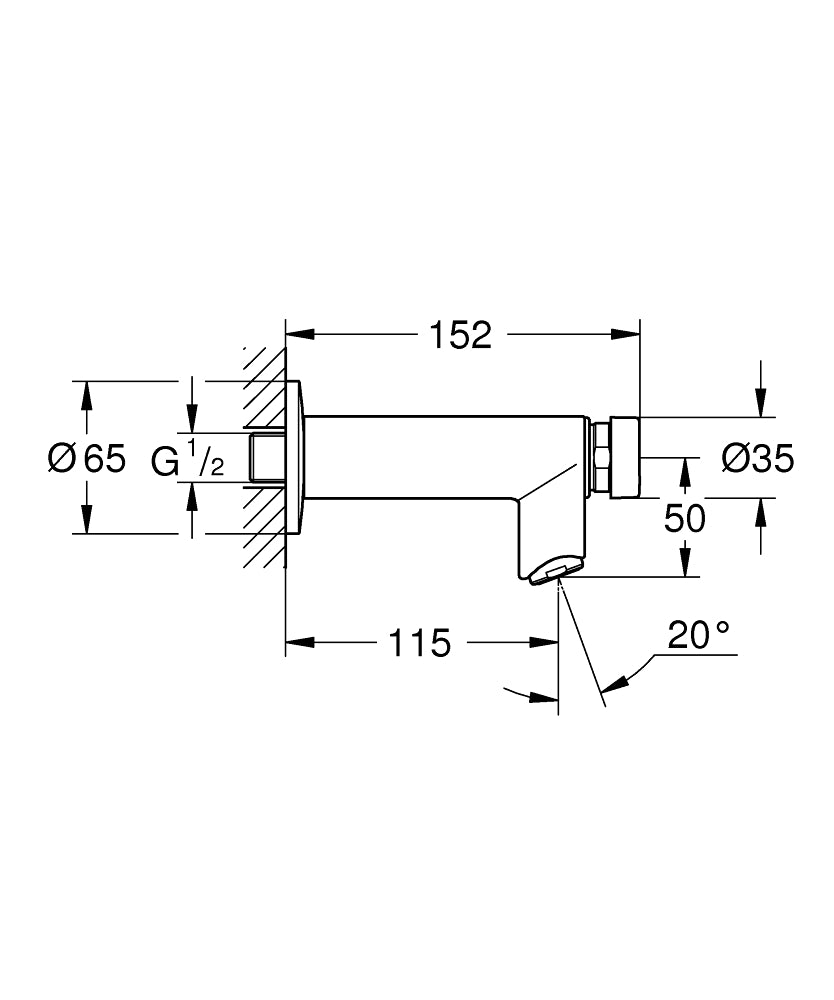EUROECO CT WALL-MOUNT PILLAR TAP, SELF CLOSING  - GROHE-G2 -  ( CHROME - G2 - EUROECO - 0x0 mm - 0inchX0inch )