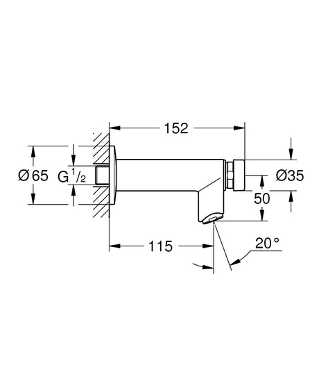 EUROECO CT WALL-MOUNT PILLAR TAP, SELF CLOSING  - GROHE-G2 -  ( CHROME - G2 - EUROECO - 0x0 mm - 0inchX0inch )