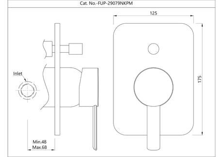 S.L.EXPOSED PARTS DIV KIT HIGH FLOW DIVERTER CONSISTING OF OPERATING LEVER, CARTRIDGE SLEEVE, WALL FLANGE (WITH SEALS), BUTTON ASSEMBLY SLEEVE & BUTTON - JAQUAR FAUCETS - ( CHROME - FUSION PRIME - 0x15 mm - 0inchX0.5inch )