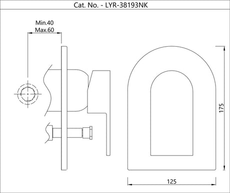 SINGLE LEVER 3-INLET DIVERTER EXPOSED PARTS KIT CONSISTING OF OPERATING LEVER, CARTRIDGE SLEEVE, WALL FLANGE (WITH SEALS), BUTTON ASSEMBLY SLEEVE AND BUTTON CAP (COMPATIBLE WITH ALD-193N)- JAQUAR FAUCETS - ( CHROME - LYRIC - 0x15 mm - 0inchX0.5inch )