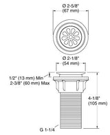 COMPLEMENTRY WASTE COUPLING LONG F/T - KOHLER POPULAR -  ( FRENCH GOLD - POPULAR - 0x32 mm - 1.25inchX0inch )