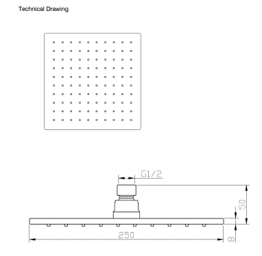 BRASS RAIN SHOWER - AQUANT - ( MATT BLACK - - 250x250 mm - 10inchX10inch )