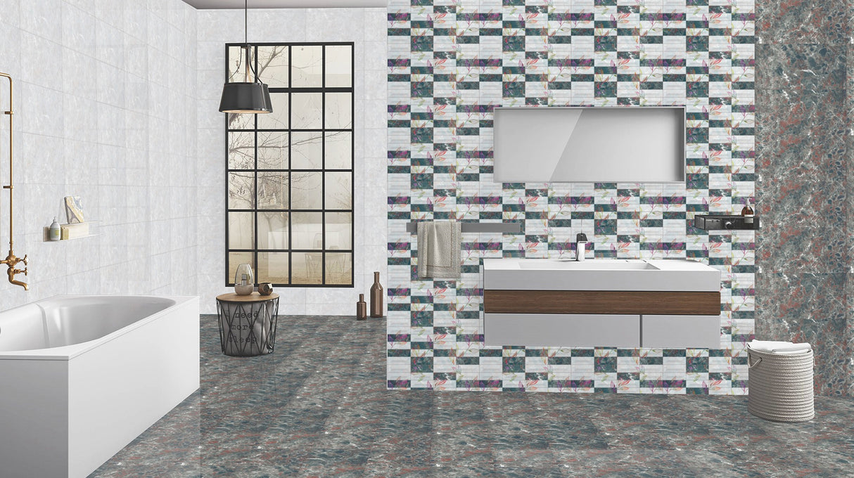 4018 HL - INDIAN TILES -  (  - BLACKBERRY GLOSSY - 600x300 mm - 24inchX12inch )