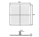 BRASS RAIN HEAD SHOWER WITH POWDER FLOW - AQUANT -  ( MATT BLACK -  - 350x350 mm - 14inchX14inch )