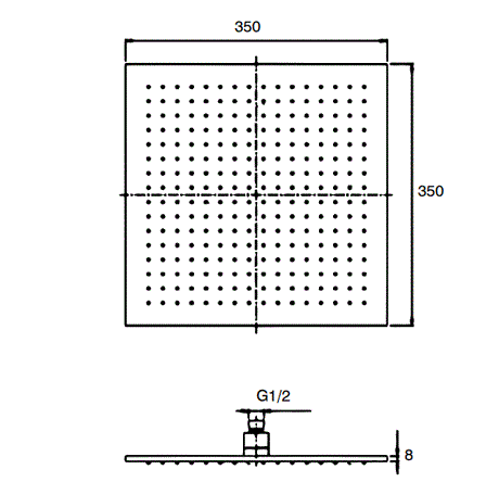BRASS RAIN HEAD SHOWER WITH POWDER FLOW - AQUANT -  ( MATT BLACK -  - 350x350 mm - 14inchX14inch )