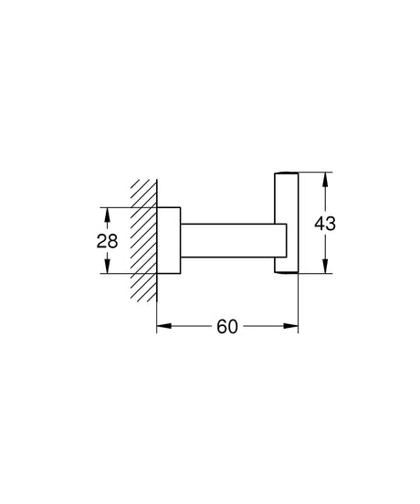 ESSENTIALS CUBE ROBE HOOK - GROHE -  ( BRUSHED HARD GRAPHITE - G5 - ESSENTIALS - 0x0 mm - 0inchX0inch )
