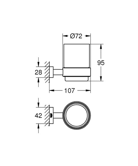 ESSENTIALS CUBE GLASS WITH HOLDER - GROHE -  ( CHROME - G3 - ESSENTIALS - 0x0 mm - 0inchX0inch )
