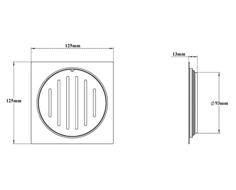 S.S DRAINER SQU (2IN1GRATING)W/O.HOLE - VIKING -  ( CHR -  - 0x125 mm - 0inchX5inch )