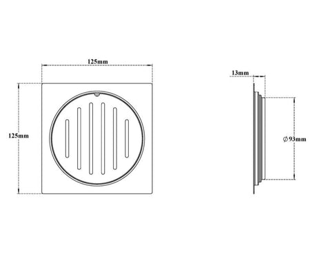 S.S DRAINER SQU (2IN1GRATING)W/O.HOLE - VIKING -  ( CHR -  - 0x125 mm - 0inchX5inch )