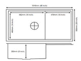 1 BOWL W/SMALL DRAINBOARD(DEPTH 8INCH) THK 0.8MM - CARYSIL -  ( MATT - QUADRO CLASSIC - 1016x500 mm - 40inchX20inch )
