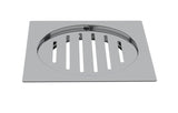 DRAIN SQUARE SLOTTED -FLAT W/O HOLE FOR WASTE PIPE - VIKING -  ( CHROME - SS 201 - 125x125 mm - 5inchX5inch )