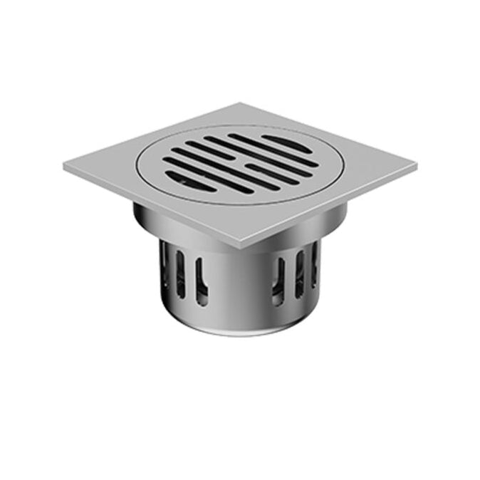SS SQUARE DRAIN SLOTTED WITH COCKROACH TRAP & W/O HOLE - VIKING - (CHROME -  - 115x115 mm - 4.6inchX4.6inch)