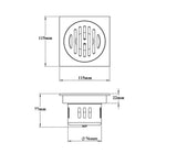 SS SQUARE DRAIN SLOTTED WITH COCKROACH TRAP & W/O HOLE - VIKING - (CHROME -  - 115x115 mm - 4.6inchX4.6inch)