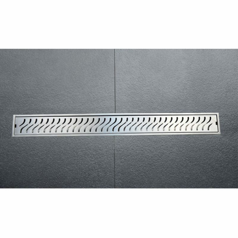 SHOWER CHANNEL DRAINER CURVES FOUL SIDE HOLE - VIKING -  ( SS 304 -  - 600x100 mm - 24inchX4inch )