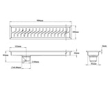 SHOWER CHANNEL DRAINER CURVES FOUL SIDE HOLE - VIKING -  ( SS 304 -  - 900x100 mm - 36inchX4inch )