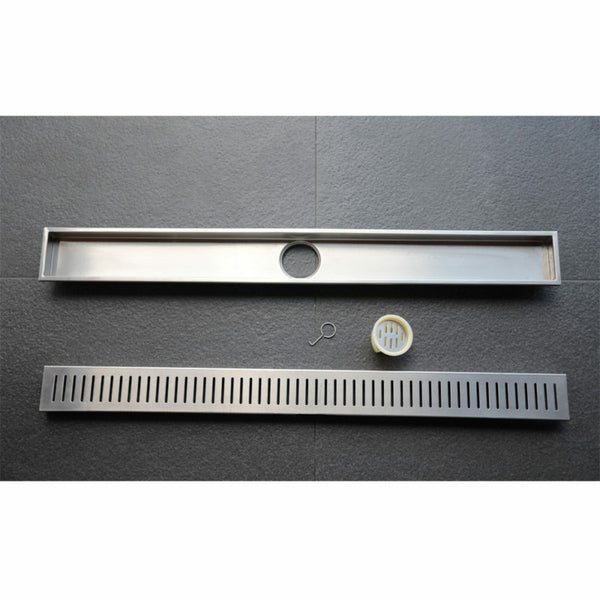 SHOWER CHANNEL DRAINER CENTRE HOLE - VIKING -  ( BRUSHED - SS 304 - 600x100 mm - 24inchX4inch )