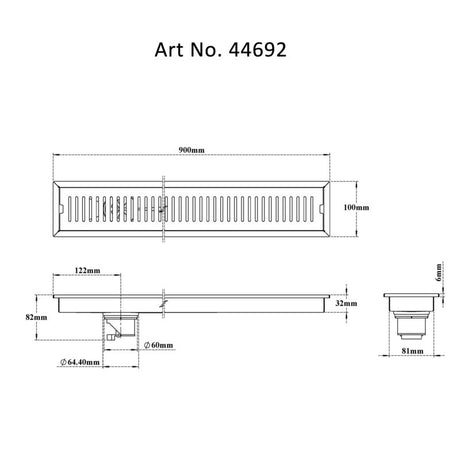 CHANNEL DRAINER W/ANTI FOUL SIDE HOLE - VIKING -  ( CHR -  - 100x900 mm - 4inchX36inch )