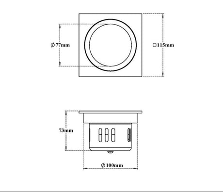 BRASS COCKROACH TRAP SQUARE WITHOUT HOLE - VIKING -  ( CHR -  - 115x115 mm - 4.5inchX4.5inch )