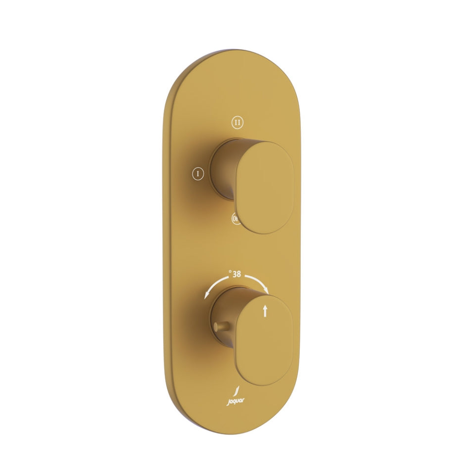AQUAMAX EXPOSED PART KIT OF THERMOSTATIC SHOWER MIXER WITH 3-WAY OUTLET & SLEEVE (COMPATIBLE WITH ALD-683N)- JAQUAR FAUCETS - ( GOLD MATT PVD - OPAL PRIME - 0x15 mm - 0inchX0.5inch )