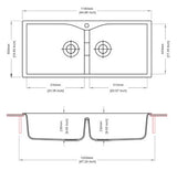 QUARTZ 2.0 BOWL W/O DRAIN BOARD (DEPTH 9INCH) - CARYSIL -  ( GRANITE SNOVA - LARGO - 1140x500 mm - 45inchX20inch )
