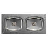 2 BOWL WITH OUT DRAIN BOARD (DEPTH 9INCH) THK 1MM - CARYSIL -  ( MATT FINISH - ELEGANCE - 864x508 mm - 34inchX20inch )