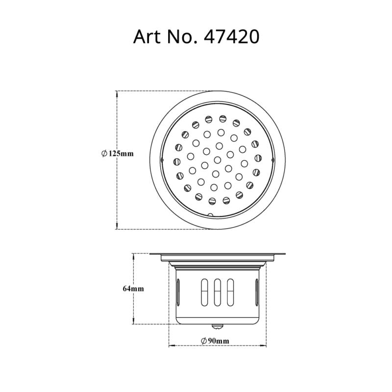 DRAIN W/COCKROACH TRAP ROUND W/O - VIKING -  ( SS 304 -  - 0x125 mm - 0inchX5inch )