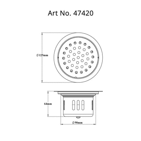 DRAIN W/COCKROACH TRAP ROUND W/O - VIKING -  ( SS 304 -  - 0x125 mm - 0inchX5inch )