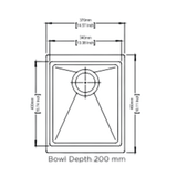 QUARTZ 1 BOWL W/O DRAIN BOARD WITH COUPLING (DEPTH 8INCH )- CARYSIL -  ( GRANITE METALLIC NERA - SMART SERIES - 457.2x355.6 mm - 18inchX14inch )