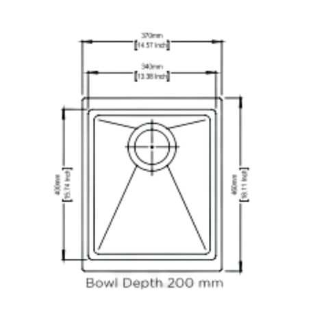 QUARTZ 1 BOWL W/O DRAIN BOARD WITH COUPLING (DEPTH 8INCH )- CARYSIL -  ( GRANITE METALLIC NERA - SMART SERIES - 457.2x355.6 mm - 18inchX14inch )