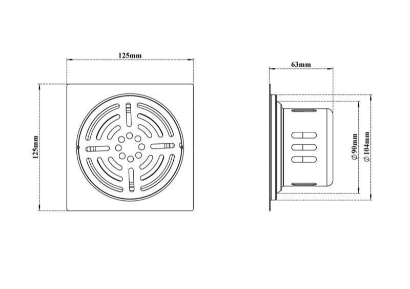 S.S DRAINER SQU(2 IN 1 GRATING) W/O.HOLE - VIKING -  ( CHR -  - 0x125 mm - 0inchX5inch )