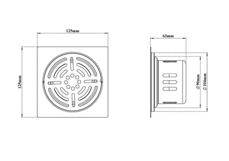 S.S DRAINER SQU(2 IN 1 GRATING) W/O.HOLE - VIKING -  ( CHR -  - 0x125 mm - 0inchX5inch )