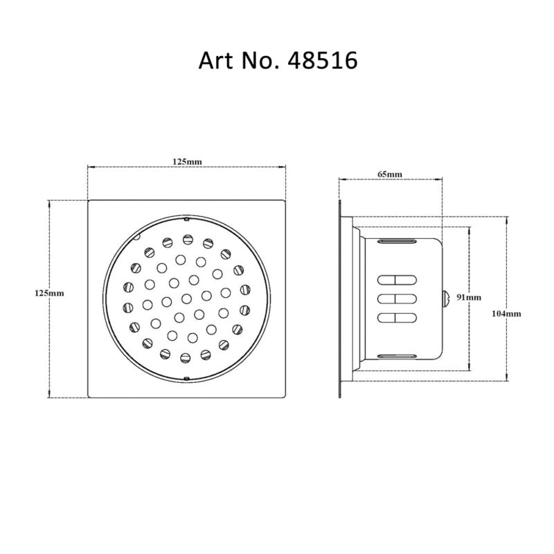DRAIN W/COCKROACH TRAP SQUARE W/O HOLE - VIKING -  ( SS 304 -  - 125x125 mm - 5inchX5inch )