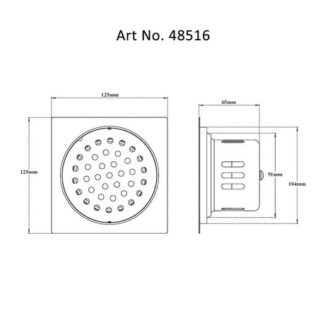 DRAIN W/COCKROACH TRAP SQUARE W/O HOLE - VIKING -  ( SS 304 -  - 125x125 mm - 5inchX5inch )