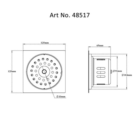 DRAIN W/COCKROACH TRAP SQUARE WITH HOLE - VIKING -  ( SS 304 -  - 125x125 mm - 5inchX5inch )