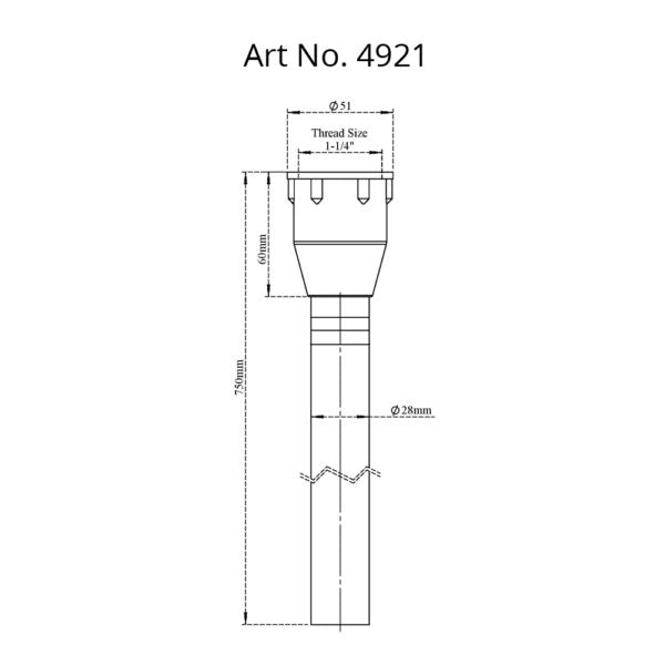 OUTLET WASTE PIPE WITH PLASTIC TAIL - VIKING -  (  -  - 32x750 mm - 1.25inchX30inch )
