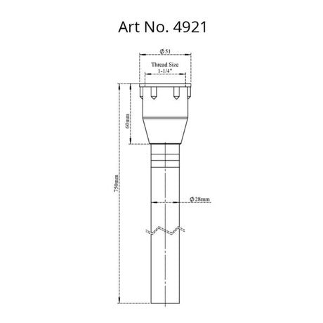 OUTLET WASTE PIPE WITH PLASTIC TAIL - VIKING -  (  -  - 32x750 mm - 1.25inchX30inch )