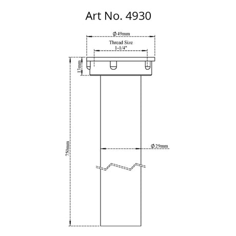 WASTE PIPE - VIKING -  ( CHR -  - 32x750 mm - 1.25inchX30inch )