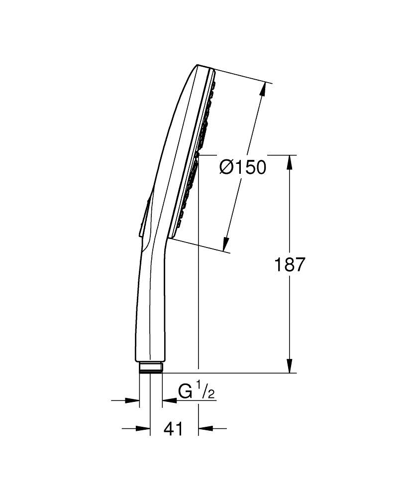 RAINSHOWER SMARTACTIVE 150 HAND SHOWER 9.5L - GROHE -  ( CHROME - G5 - RAINSHOWER - 0x15 mm - 0inchX0.5inch )