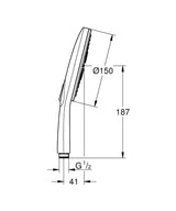 RAINSHOWER SMARTACTIVE 150 HAND SHOWER 9.5L - GROHE -  ( CHROME - G5 - RAINSHOWER - 0x15 mm - 0inchX0.5inch )