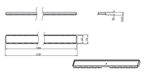 SHWR CHANNEL DRAIN(TILE INSERT)W/O BASE - AQUANT -  ( 304 STAINLESS STEEL -  - 1200x80 mm - 48inchX3inch )